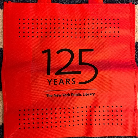 New York Public Library NYPL Red 125 Birthday Anniversary Lion Tote Bag - Picture 4 of 6